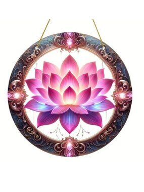 Suncatcher Lotus Flower Spiritual Buddhism Awake Hanging Window Decor Colorful